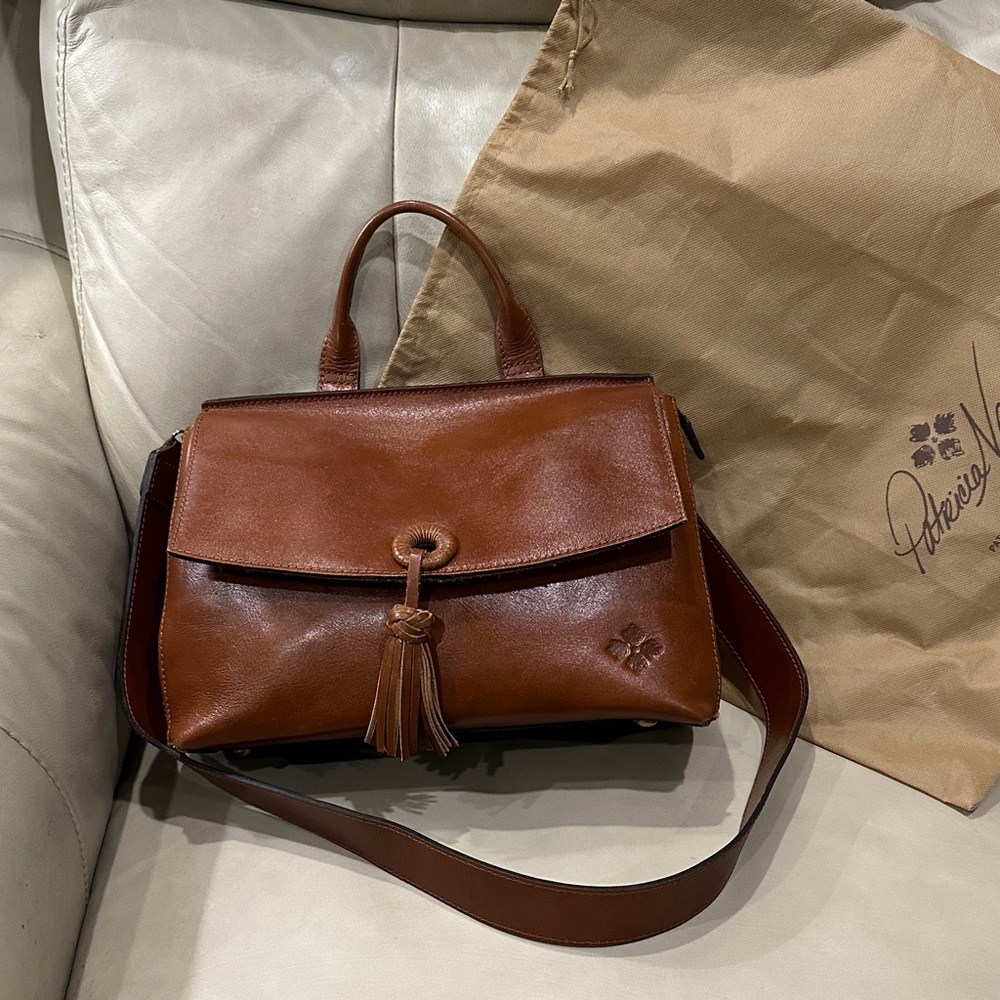 Patricia Nash Unique Brown Leather Handbag with tassel